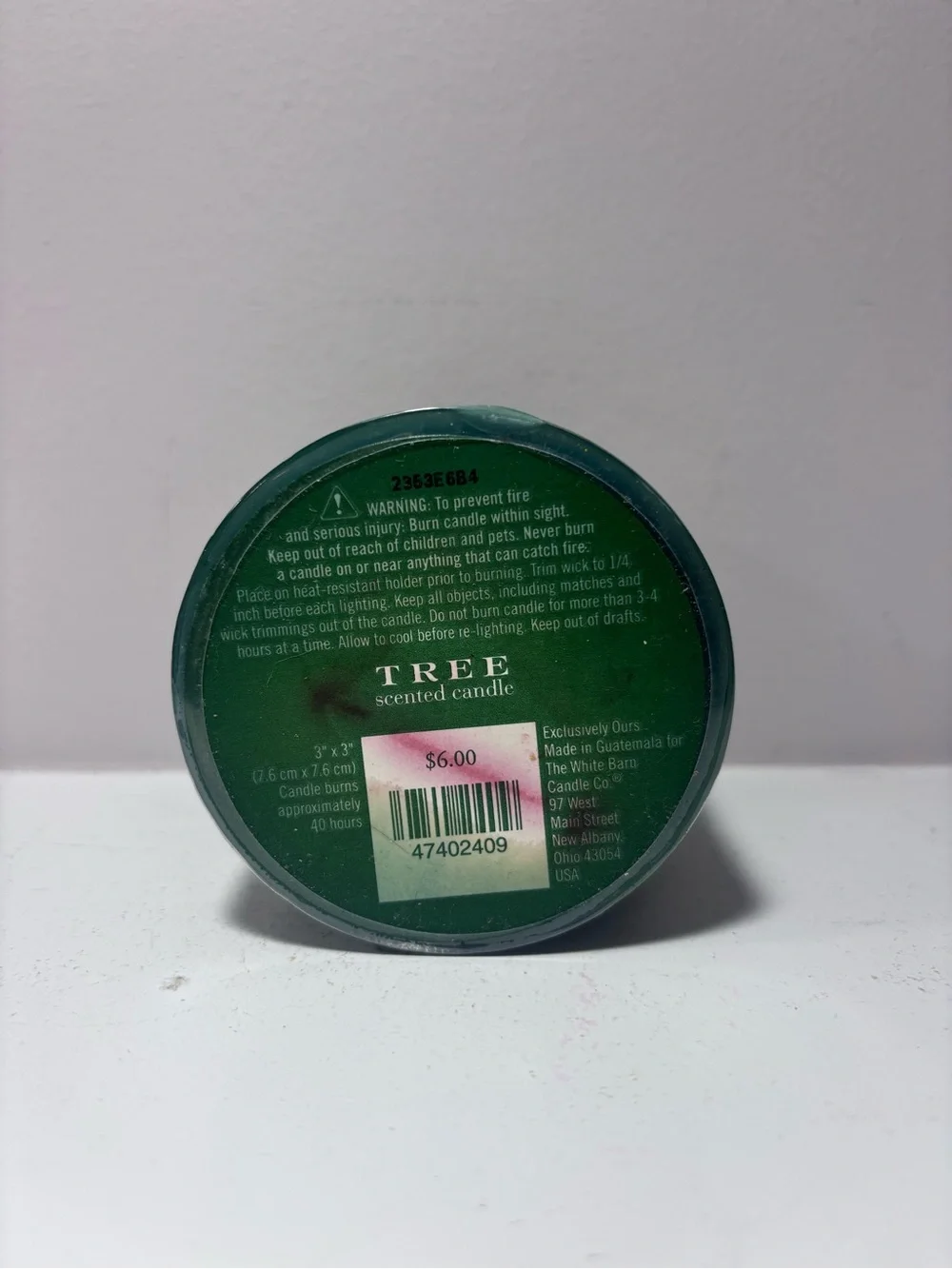 White Barn The Perfect Christmas Tree Scented Pillar Candle 3x3 New